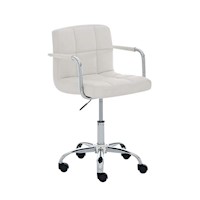 Silla Para Bar Giratoria Con Brazos Nill Cuero Blanco Ofideas